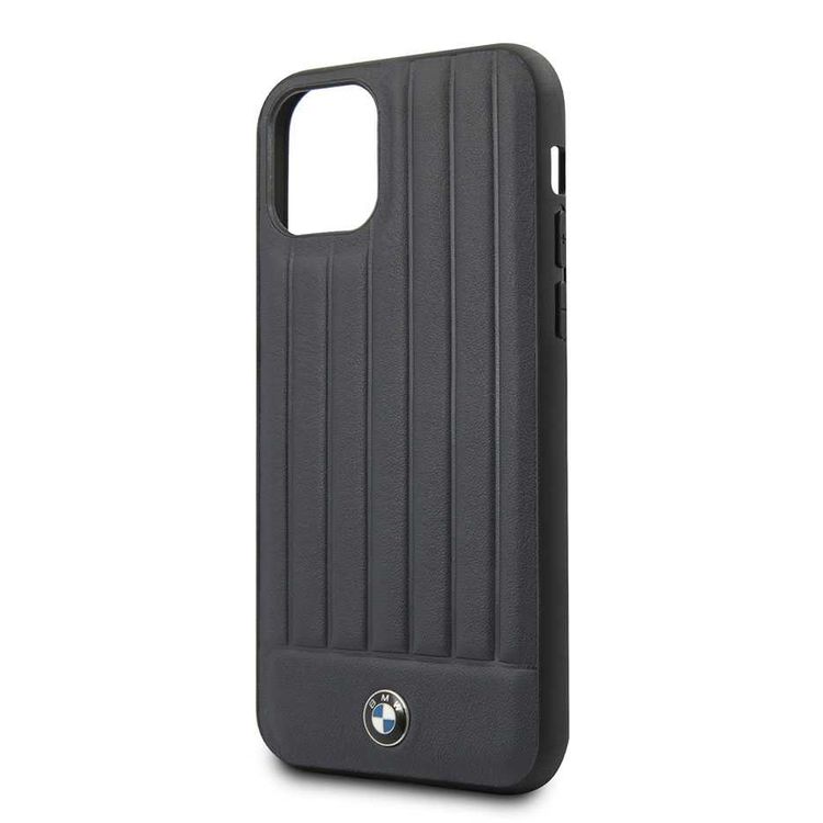 BMW Hard Case Leather Lines Compatible with iPhone 11 Pro Max, Full Protection, Accurate Cutouts Easy Access to All Ports, Scratch Resistant - Navy