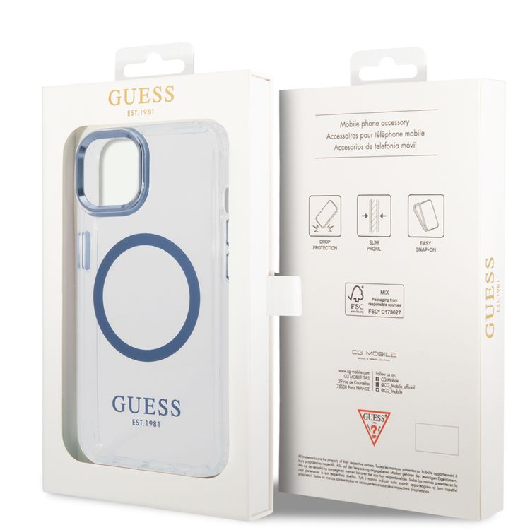 Guess Magsafe Compatibility Transparent Outline iPhone 14 Compatibility - Blue
