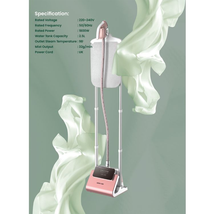 Green Lion Digital Garment Steamer with Six Stages of Steam Control, 2.5L Water Tank Capacity, 98°C Outlet Steam Temperature, Shoulder-Shaped Design - Pink