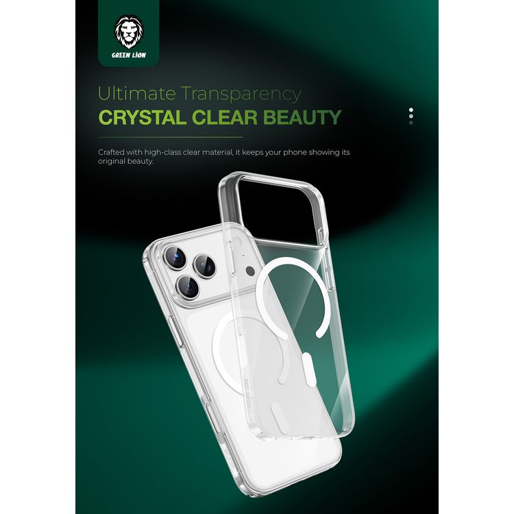 Green Lion MagSafe Delgado Case for iPhone 17 Pro Max, Ultra Drop Protection, Camera Protection, Ultra HD Clarity, Anti-Fingerprint, Anti Scratch, Slim Fit - Clear