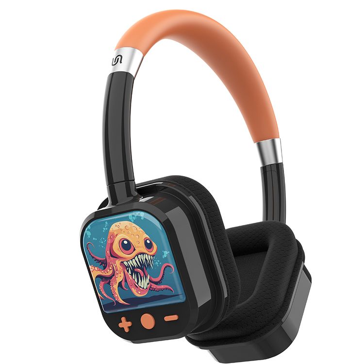 Porodo Soundtec Yotowave Kids Wireless Headphones with Comfortable & Breathable Cushion, 200mAh Battery, Up to 25 Hours Play Time, 40mm Speaker Size, Bluetooth Version 5.4, Recommended for Kids Aged 6+, Skin-Friendly Material, Safe Volume Limit - Orange / Black