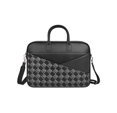 حقيبة كمبيوتر محمول Levelo Belfort مقاس 16 بوصة مع شعار LVL المميز، مصنوعة من جلد سافيانو، مقاومة للماء، حزام كتف قابل للتعديل، حجرات متعددة، مقابض حمل - أسود