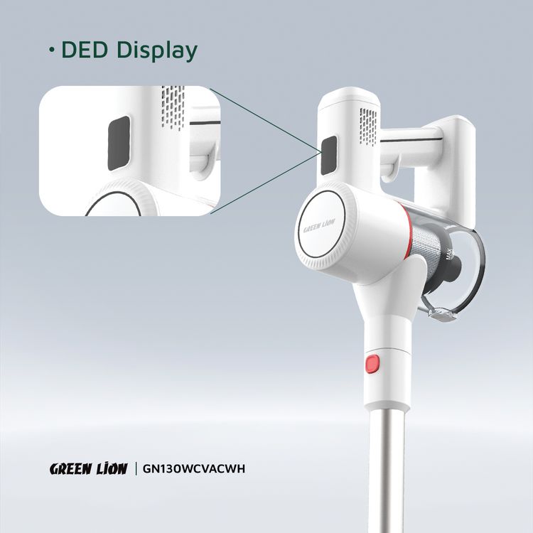 مكنسة كهربائية توربو من جرين ليون مع 3 رؤوس شفط، سعة بطارية 2200 مللي أمبير/ساعة، سعة خزان غبار 0.5 لتر، وضعان للسرعة، فلتر قابل للغسل، وقت عمل 35 دقيقة، وقت شحن 4.5 ساعة، شاشة LED - أبيض