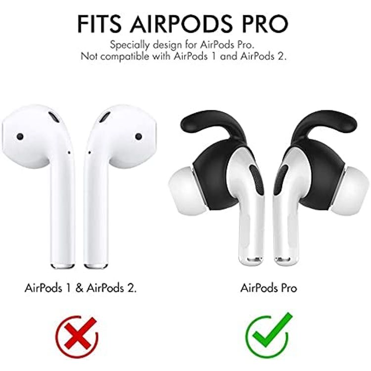 AhaStyle 3 Pairs Silicone Earbuds Covers for Apple AirPods Pro 1 Storage Hook Pouch, Anti-Lost & Anti-Slip Ear Tips for EarPods Accessories Black