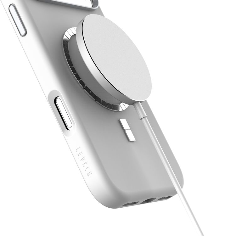 Levelo Iris MagSafe Liquid Silicone Case for iPhone 17 Pro, Strong Magnets, Drop-Tested, Aluminum Alloy Frame for Camera & Buttons, Shock-Resistant Bumper, Premium Silicone Grip - Silver