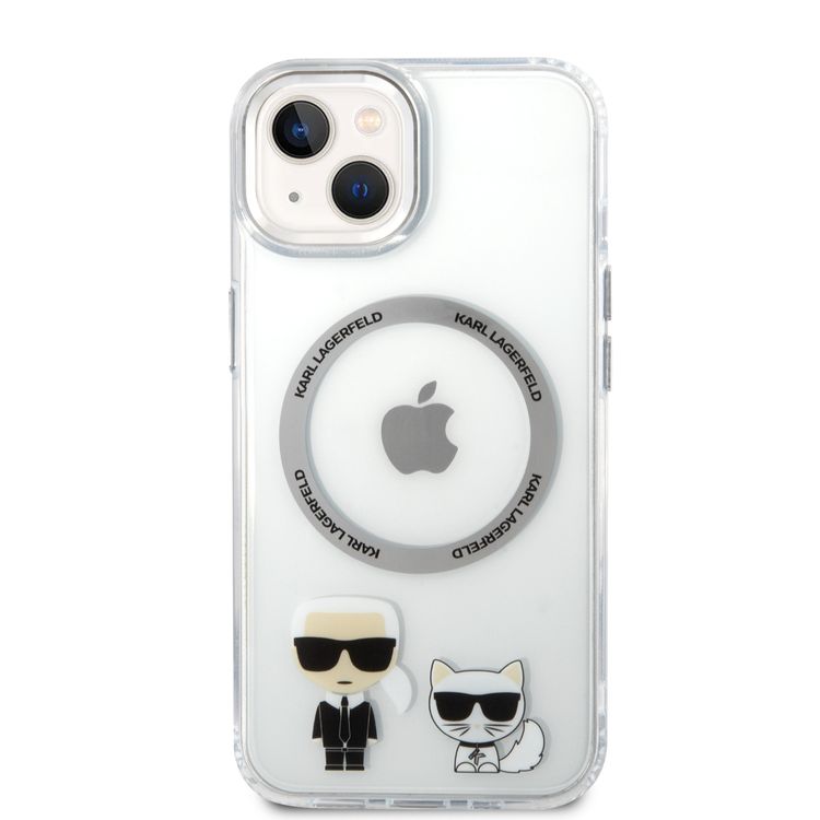Karl Lagerfeld Magsafe PC/TPU Case with Ring Wireless Chargeable iPhone 14 Compatibility - White