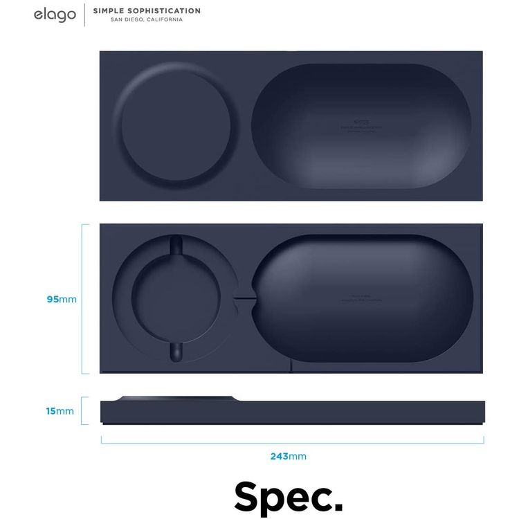 elago Charging Tray with MagSafe Charger Magnetic Wireless Charger Tray, with iPhone 12, Pro, Pro Max, Mini and other Wireless Chargers phones [Magsafe Not Included] Violet-Blue