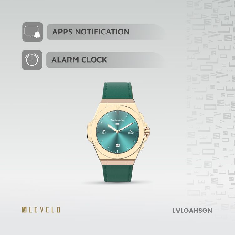 Levelo Oak Automatique Hybrid Smart Watch, Amoled Display, IP68 Water Resistant, Health Monitoring - Green 