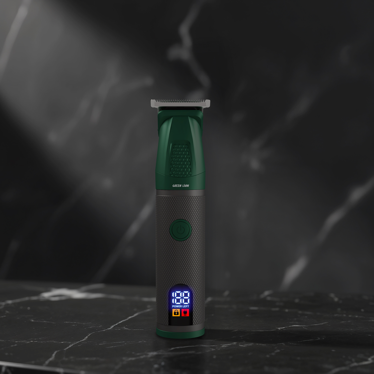 Green Lion Style Pro 6-in-1 Grooming Kit with Digital Display, Wet & Dry Trim, Charging Base, Ergonomic Design, Type-c Charging Port , Stainless Steel Blade - Green