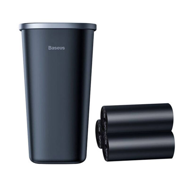 Baseus Dust-free Vehicle-mounted Trash Can with 800mL Capacity, ABS and PC Material, 90 Pieces of Garbage Bags Included, Mini and Portable, Fits in Car Armrest Box & Door Compartment, Easy to Clean - Black
