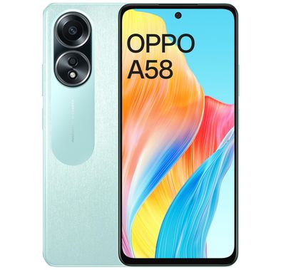 هاتف Oppo A58 4G TRA إصدار، 6.72 بوصة، 8 جيجابايت رام، 128 جيجابايت تخزين، 50 ميجابكسل، شريحتي اتصال، أندرويد 13، GSM، HSPA، LTE - أخضر مبهر