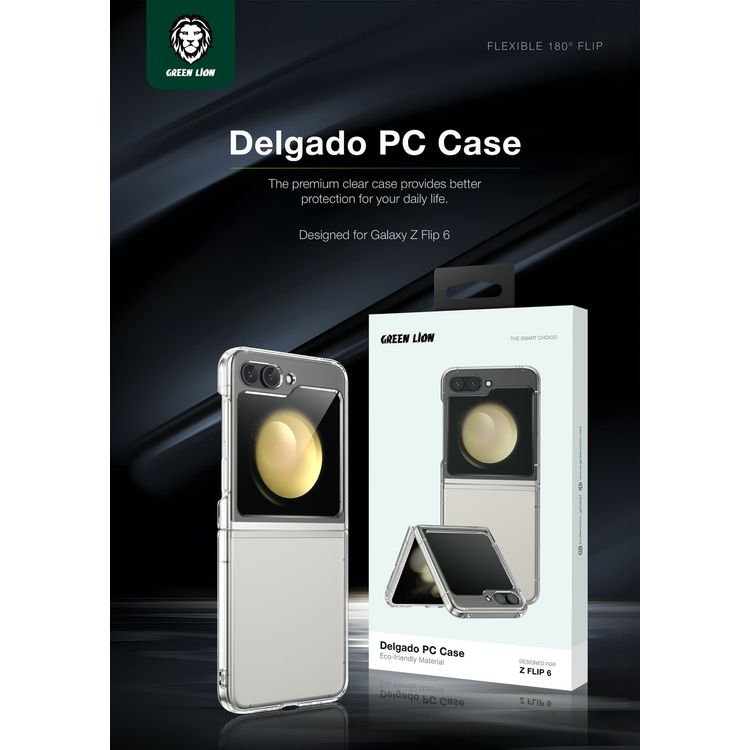 حافظة الكمبيوتر Green Lion Delgado لهاتف Samsung Galaxy Z Flip 6 - شفافة
