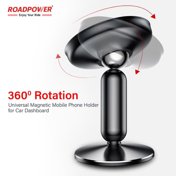 حامل الهاتف المحمول للسيارة من ROADPOWER، حامل مغناطيسي للوحة القيادة، لوحات معدنية، متوافق مع جميع الهواتف المحمولة