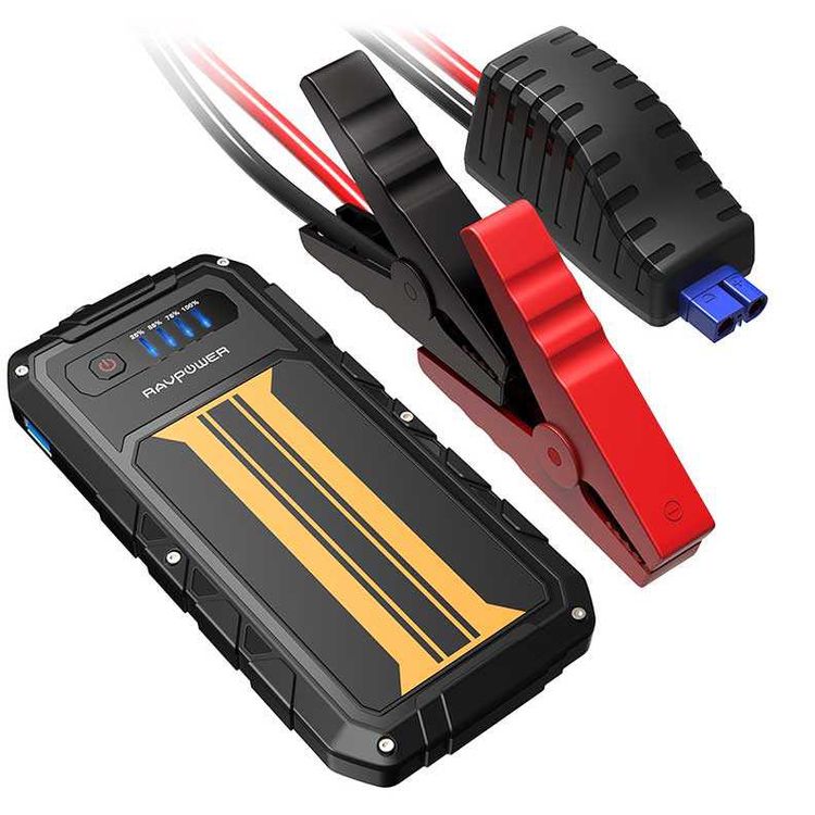 RAVPower Element Series Car Jump Starter Power Bank 8000mAh with Flashlight & Multiple Protection - QC Portable Power Station Powerbank with LED Battery Level Indicator - Black