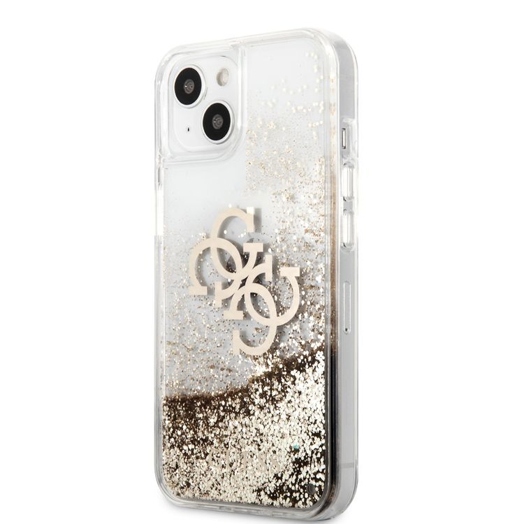 CG MOBILE Guess Liquid Glitter Case with 4G Electroplated Logo Compatible for iPhone 13 (6.1") Anti-Scratch, Easy Access to All Ports, Shock Absorption