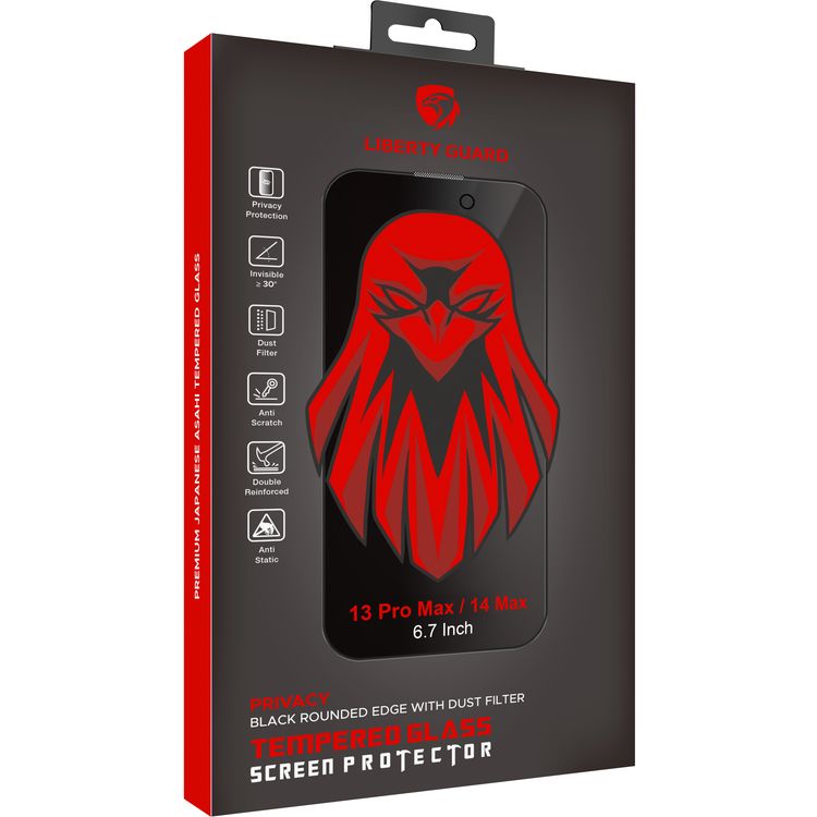 Liberty Guard 2.5D Full Cover Privacy With Dust Filter DR iPhone 13 Pro Max / 14 Max - Black
