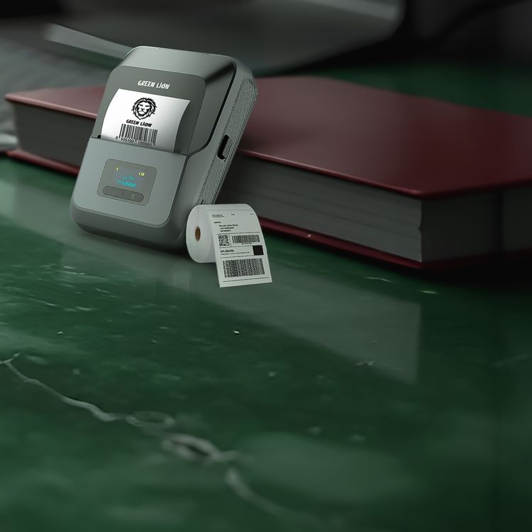Green Lion Thermal Printer With 203 DPI Printing Resolution, TFT Screen, 1500mAh Rechargeable Lithium Battery, Bluetooth &  Type-C Connectivity, Bulk Print, Mobile Editing - Gray