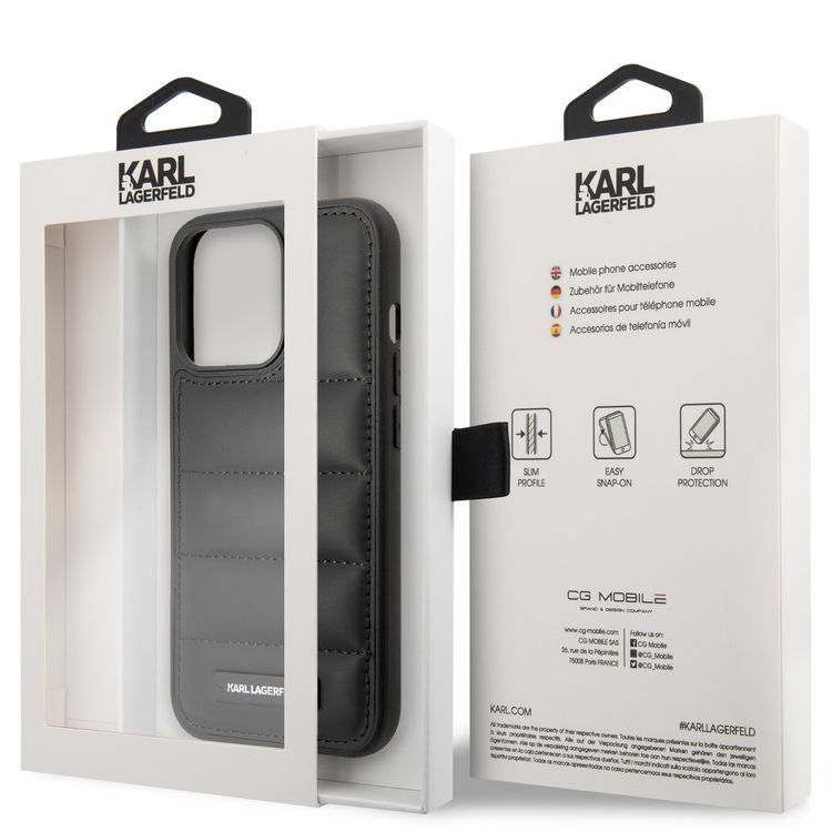 Karl Lagerfeld Nylon Puffy Case for iPhone 15 Pro Max - Black