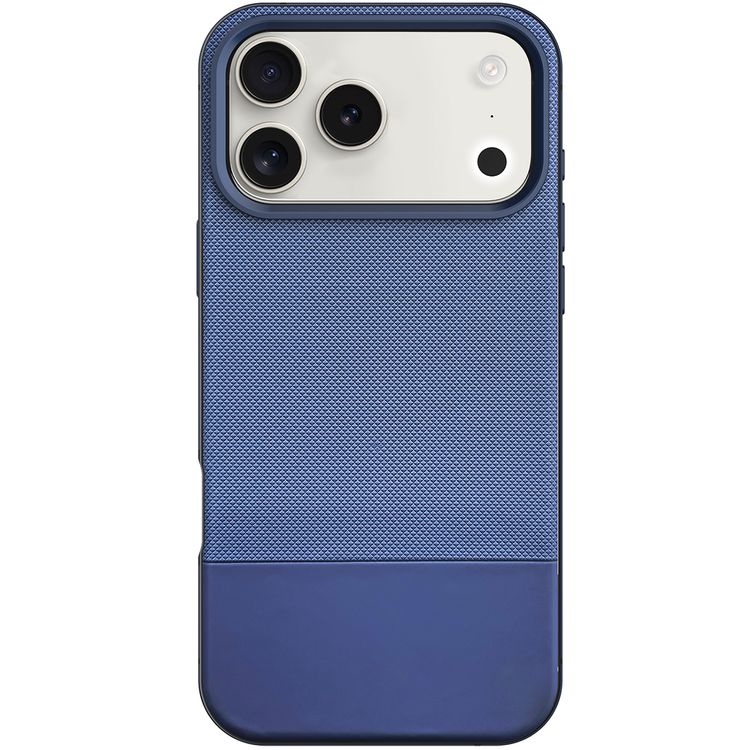 Levelo Cuir Leather Hybrid Case with Comfortable Grip for iPhone 17 Pro, Strong Magnets & MagSafe Compatible, Shock-Resistant Bumper, Aluminum Alloy Frame for Camera & Buttons, Drop-Tested - Midnight Blue