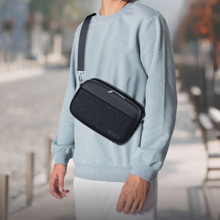 Green Lion Airo Crossbody Bag with 3 Main Pockets & 6 Card Pockets, 3L Capacity, PU Leather Material, Durable Zipper, Water Resistant, Delicate Texture, Travel-Friendly, Wide Opening, Adjustable Strap - Black