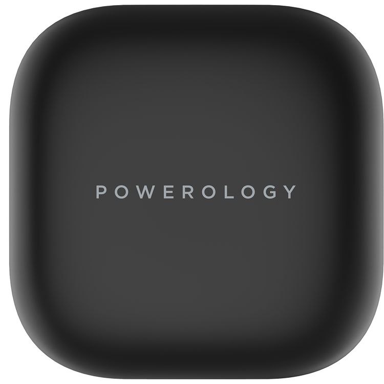 Powerology Earbuds Pro with Active Noise Cancellation, 30 Hours Charging Case Battery Life, 10m Transmission Distance, Bluetooth Version 5.2, Siri Activation - Black