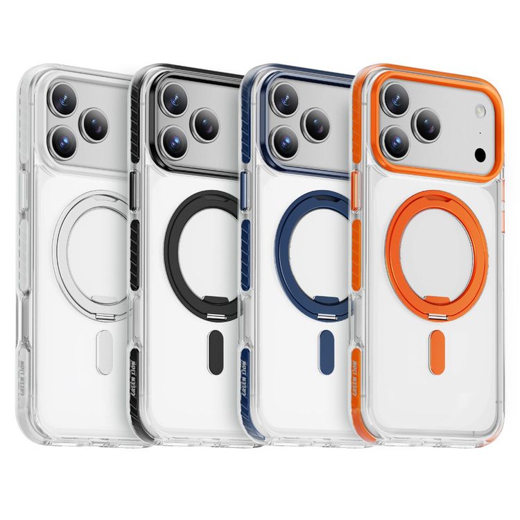 Green Lion Southend Magsafe Case for iPhone 17 Pro, Camera Protection, Hybrid Materials, Built-in Kickstand Ring with 360° Rotation, Military-Grade Protection - Orange