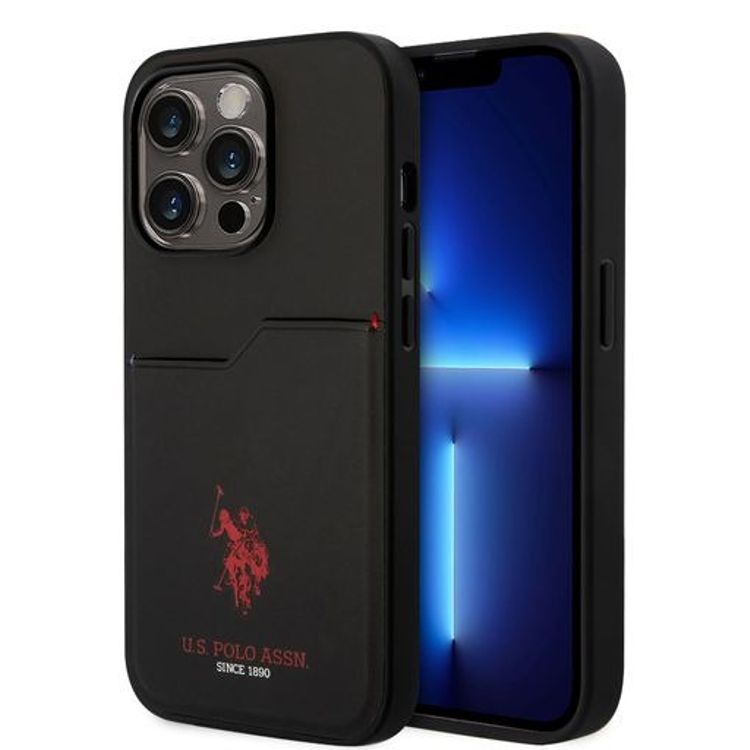 حافظة صلبة بفتحة بطاقة بولو يو إس آيفون 14 برو ماكس - أسود