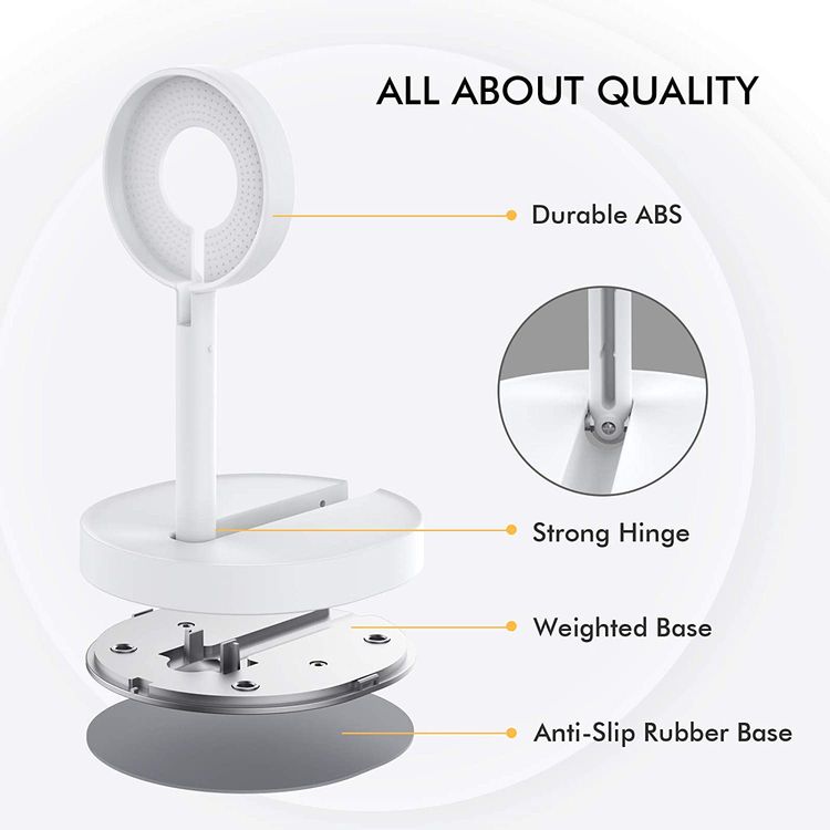 AhaStyle ABS Plastic Foldable Stand Phone for MagSafe Charger, Anti-Slip Rubber Base, Adjustable Charger Holder Dock Mobile Phone Accessories Compatible with iPhone 12/12 Pro/12 Mini/12 Pro Max - White