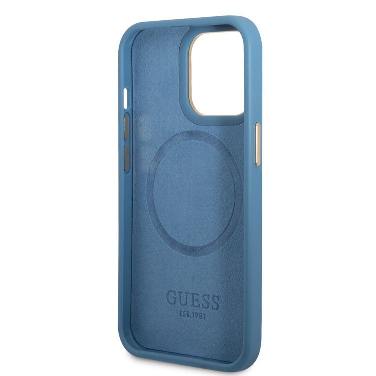 Guess Magsafe 4G PU Case With Metal Plate Logo - iPhone 14 Pro - Blue