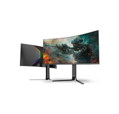 Porodo Gaming Ultra-Wide 34" Curved QHD Gaming Monitor with Ergonomic 3-Axis Stand, E-LED Backlight, VA Panel, 178° Viewing Angle, sRGB 100% Color Gamut  - Black