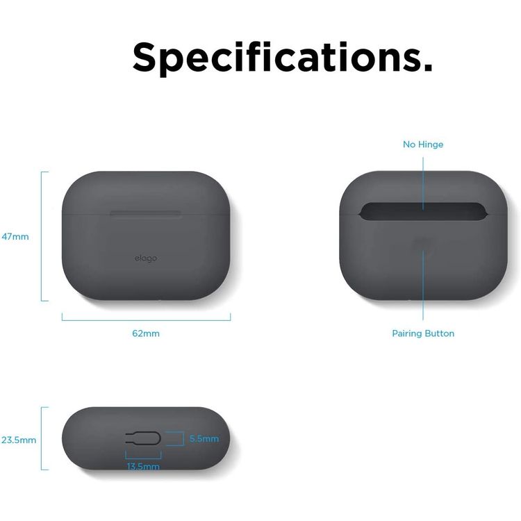 Elago Basic Slim Case for Apple Airpods Pro - Dark Gray