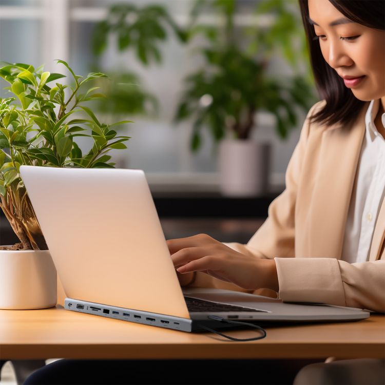 Powerology 11-in-1 Multi-Display USB-C Hub & Laptop Stand with 100W Power Delivery, 5Gbps Data Transmission Speed, Aluminum Shell, Fast Charge & Data Transfer - Gray