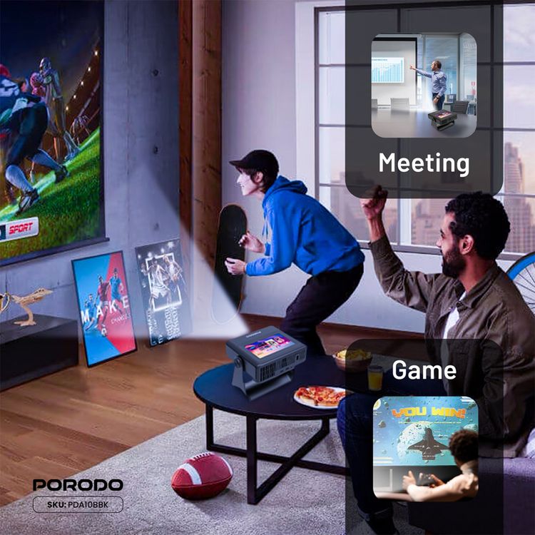 بروجكتور بورودو أوبتيفيس سمارت HD مع جهاز لوحي ذكي، تركيز تلقائي ذكي، تصحيح الانحراف التلقائي، وتجنب العقبات التلقائي.