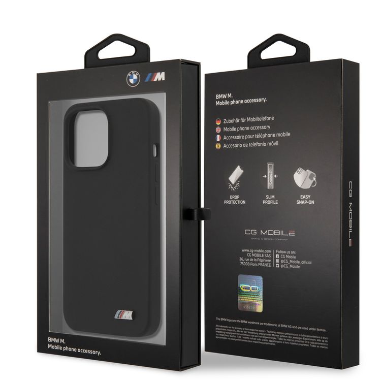 CG MOBILE BMW Liquid Silicone Hard Metal Logo Compatible for iPhone 13 Pro Max (6.7") Shock & Scratches Resistant, Easy Access to All Ports (Cameras, Buttons & Speakers) - Black