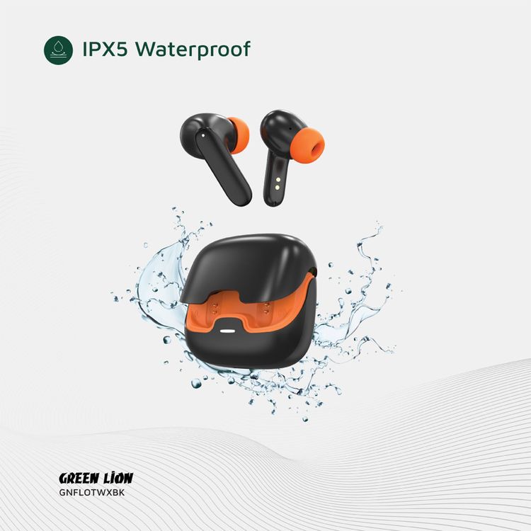 Green Lion Florence True Wireless Earbuds with Touch Control, Low Latency Mode, Voice Assistant, Quad -Mic with ENC Technology, Gaming Mode, Up to 6 Hours Play Time, 100 Hours Standby Time, Type-C Charging Port, Above 10m Transmission Range - Black