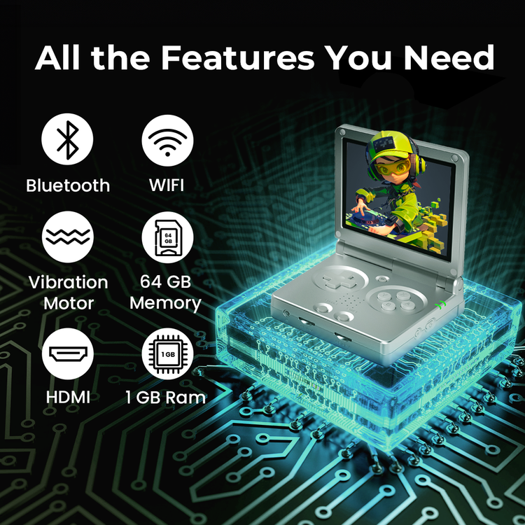 Green Lion GP Pro Fold Gaming Console with Dual-Core G31 MP2 GPU, Vibrating Motor, HDMI Output, Supports Up-to 512GB TF Card, 3.5 Inches IPS Screen, 640×480 Pixels Resolution, 3300mAh Battery, 8 Hours Working Time - Silver