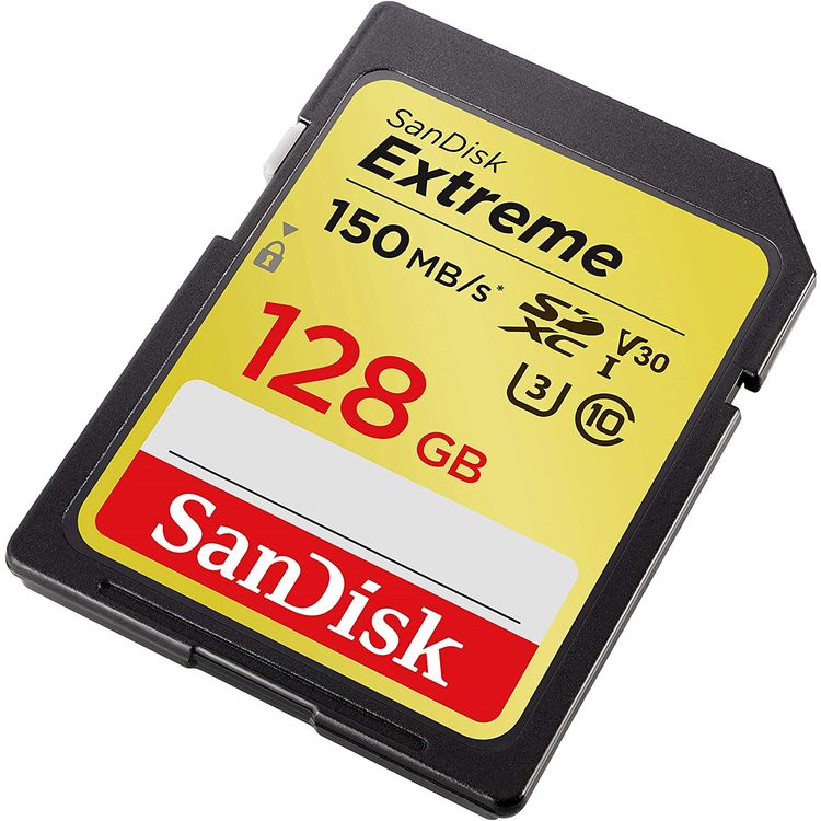 SanDisk Extreme SDXC Card 128 Gb 150 Mb/s V30 UHS-I U3 - Black - Black