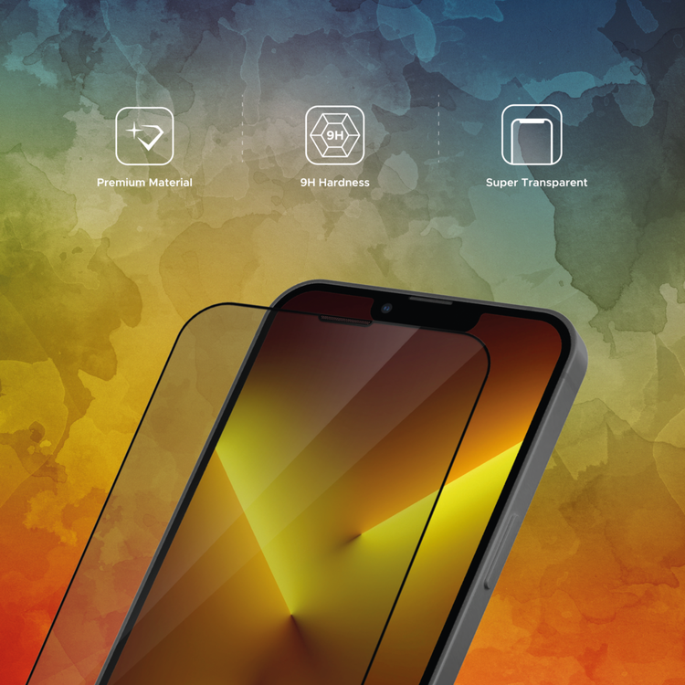 Liberty Guard Full Cover Rounded Edge Screen Protector for iPhone 13 Pro Max with Dust Filter, Anti Shock & Anti Impact - Black