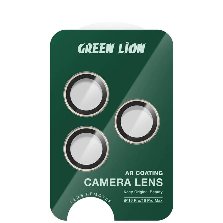عدسة كاميرا كلاسيكية من Green Lion لهاتف iPhone 16 Pro/Pro Max، ملائمة بدون درزات، مقاومة للخدش، مضادة للانعكاس - تيتانيوم