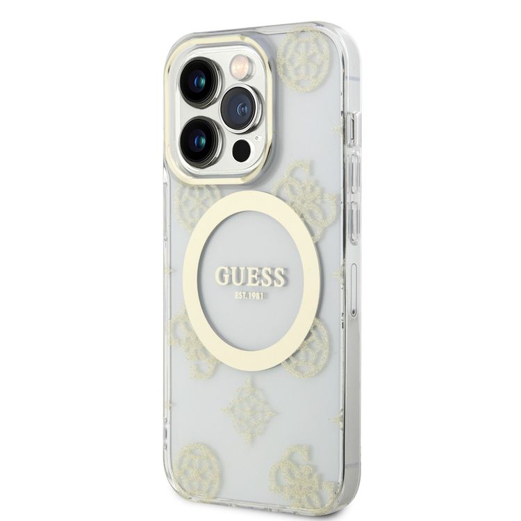 Guess Magsafe IML Case - Gold Transparent - iPhone 15 Pro Max