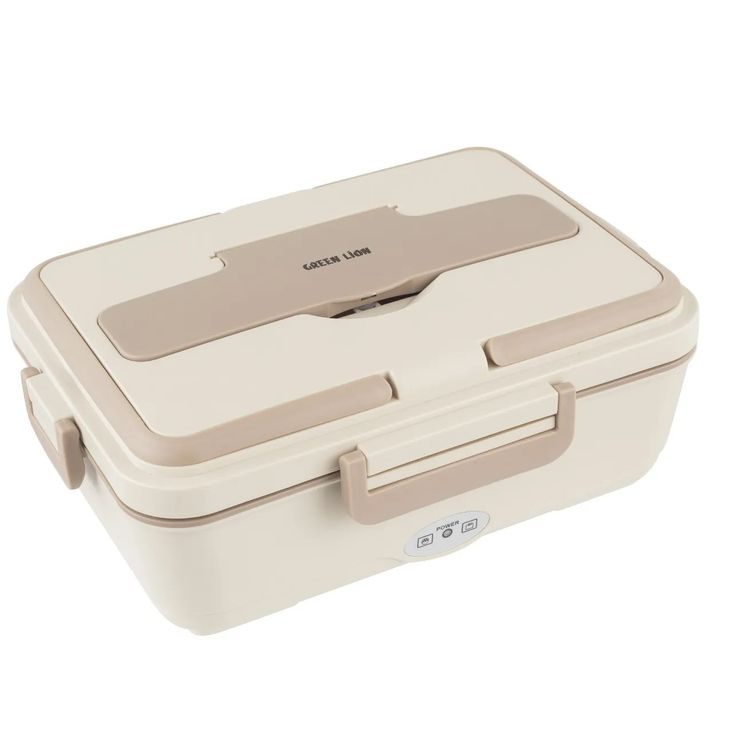 Green Lion GLB-05 Electric Lunchbox with 850mL Capacity, Removable Inner Container, Detachable Power Cord, Silicone Sealing Ring, Dishwasher Safe - Beige