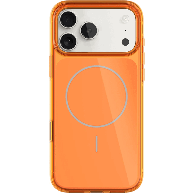 Levelo Opulent Full PC iPhone 17 Pro Max Case with Strong N52 Magnets, MagSafe Compatible, Camera Control Button, Ever-Clear Technology, 2.0mm PC Frame, Raised Bezel Protection, Military-Grade Protection, Shock-Resistant Bumper, Anti-Scratch Cover - Sunrise Orange