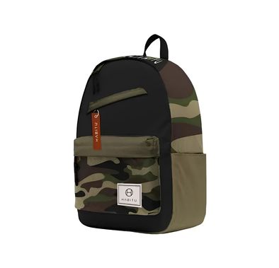 حقيبة ظهر من البوليستر من هابيتو مع توافق مع الأجهزة حتى 15.6 بوصة، مضاد للسرقة ومقاوم للخدوش، مقبض بملمس ناعم، أحزمة كتف قابلة للتعديل، مقاومة للماء، امتصاص الصدمات - تصميم تمويه