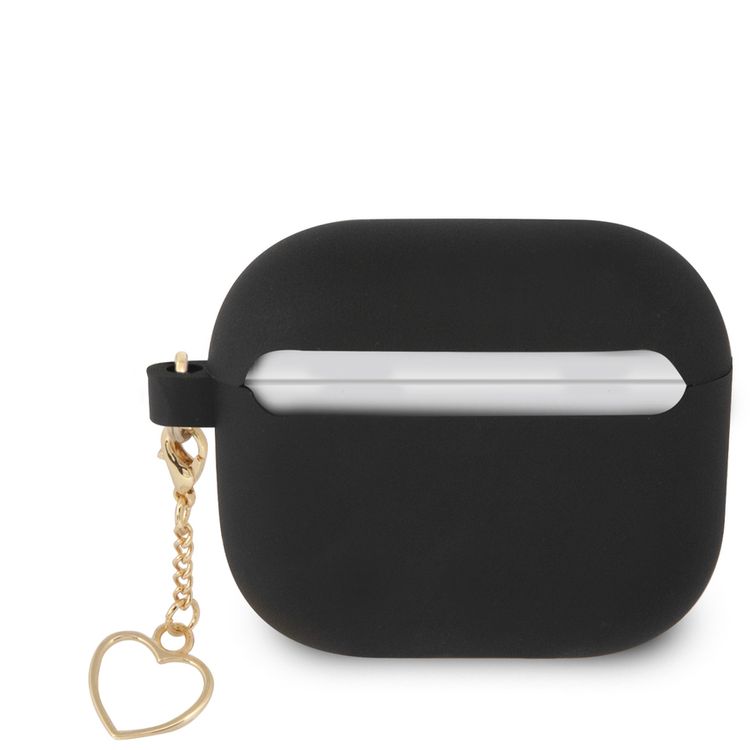 جيس GUA3LSCHSK حافظة سيليكون لأجهزة ابل إيربودز 3 و مجموعة ساحرة مع خاتم شكل قلب - أسود