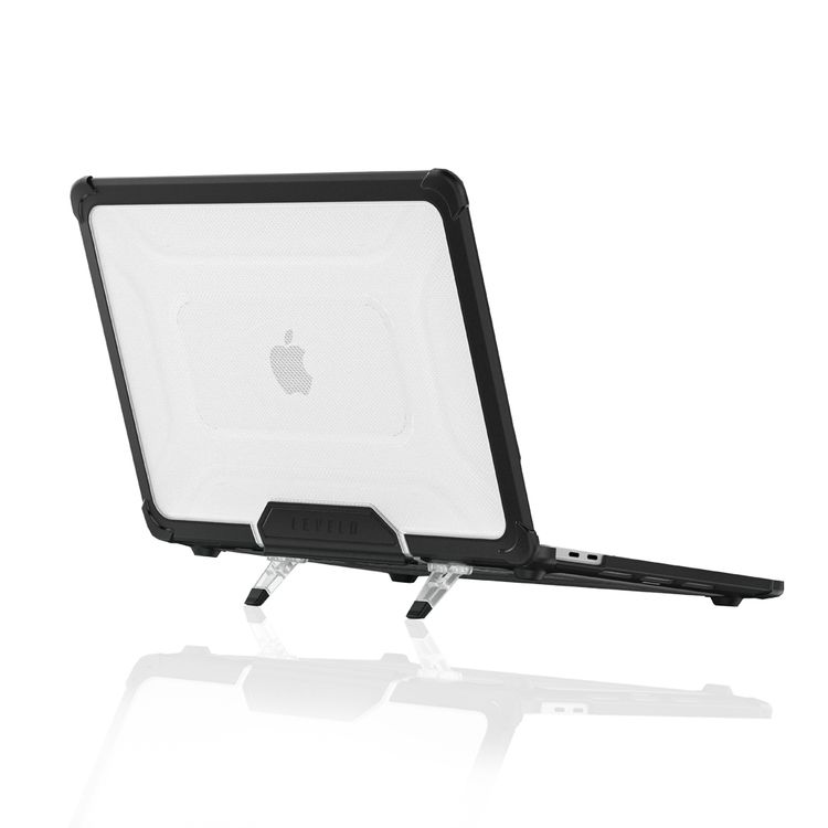 Levelo Espectro Case for MacBook Air 13.6" (2022-2024), 360° Full Protection, Foldable Stand Design, Built-in Air Vents, Shock-Proof Edges, Easy Installation & Removal - Black