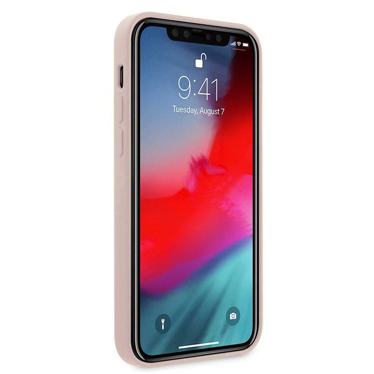 Guess Liquid Silicone Case w/ Metal Logo for iPhone 12 / 12 Pro (6.1") - Pink