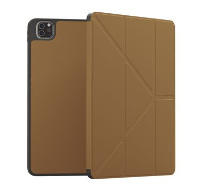 Levelo Elegante Hybrid Leather Case for iPad Pro 11" (2024), Vertical & Horizontal Positioning, Shock Absorbent Bumper Case, 360° Protection, Easy Snap-On, Accurate Cut-Outs - Brown
