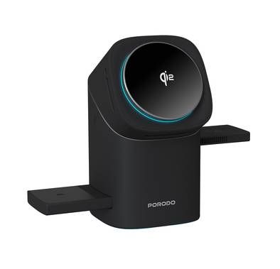 Porodo 3-in-1 Wireless Charger,  Auto Rotation, Type-C Ch...