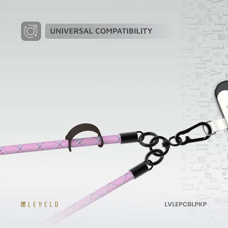 Levelo Everly Phone Crossbody Lanyard, Lightweight Design, Adjustable Straps with 1.2m Length, Hypoallergenic Material, Universal Compatibility - Pink pearl