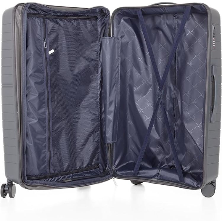 مجموعة حقائب سفر HT مكونة من 3 قطع، مصنوعة من مادة البولي بروبيلين (PP) الصلبة - رمادي غامق